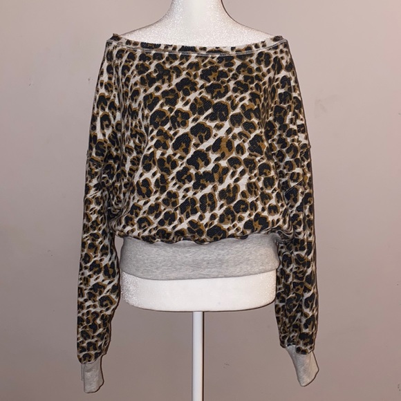 Free People Tops - Free People Leopard Print Terry Sweatshirt